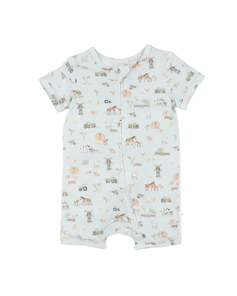Farm Print Eco Cosy Short Sleeve Romper
