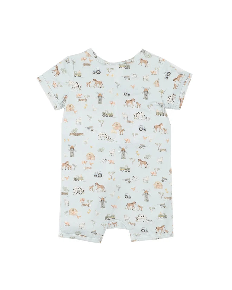 Farm Print Eco Cosy Short Sleeve Romper