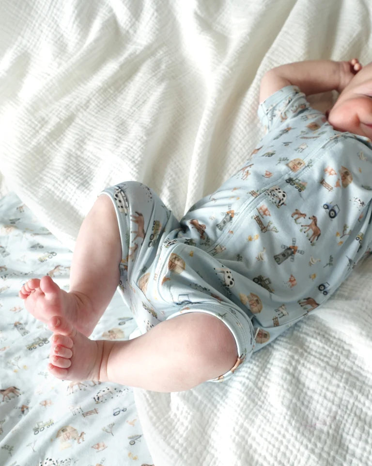 Farm Print Eco Cosy Short Sleeve Romper