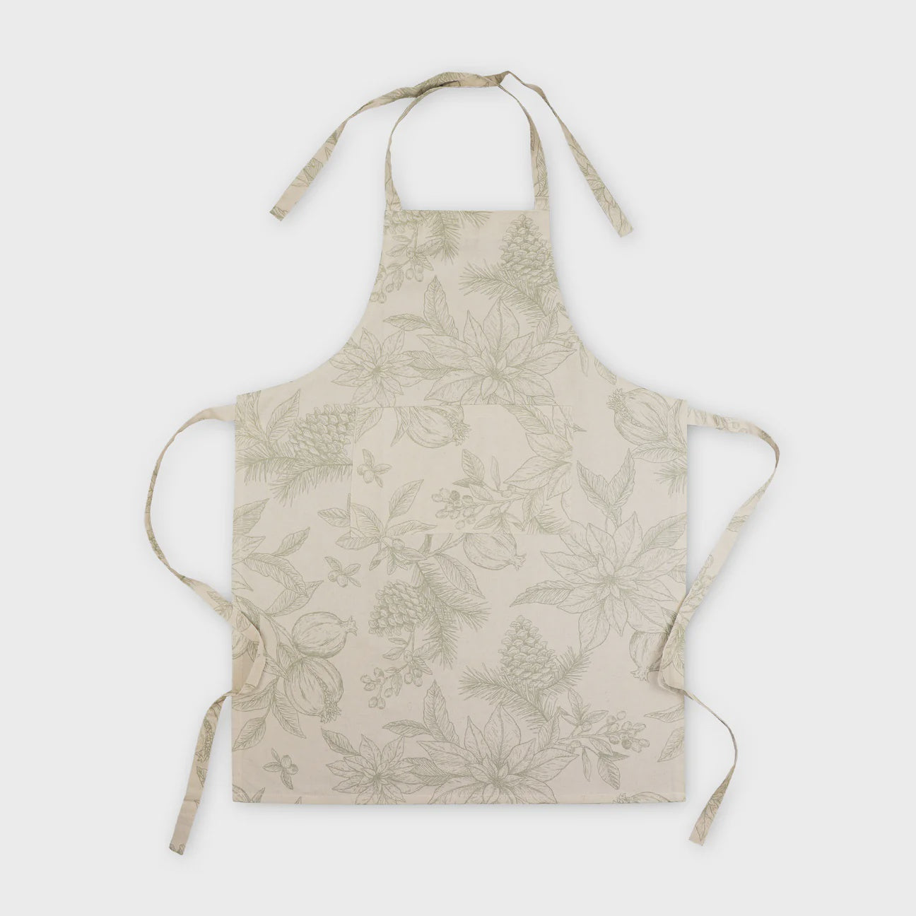 Poinsettia Olive/Flax Apron