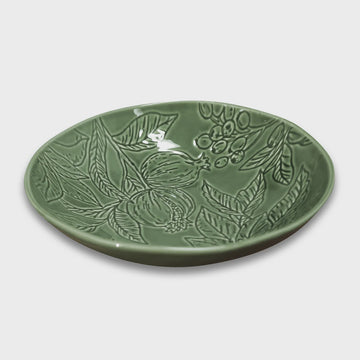 Poinsettia Green Engraved Bowl