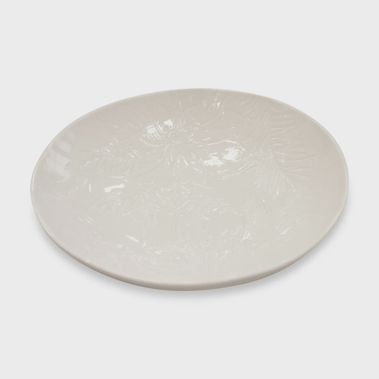 Poinsettia White Engraved Bowl