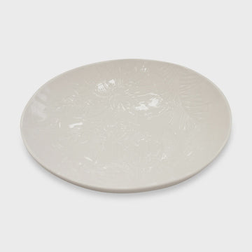 Poinsettia White Engraved Bowl