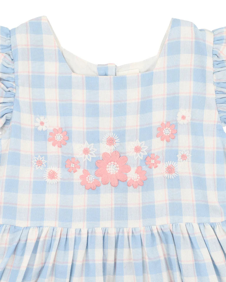 Bonnie Check Organic Embroidered Dress