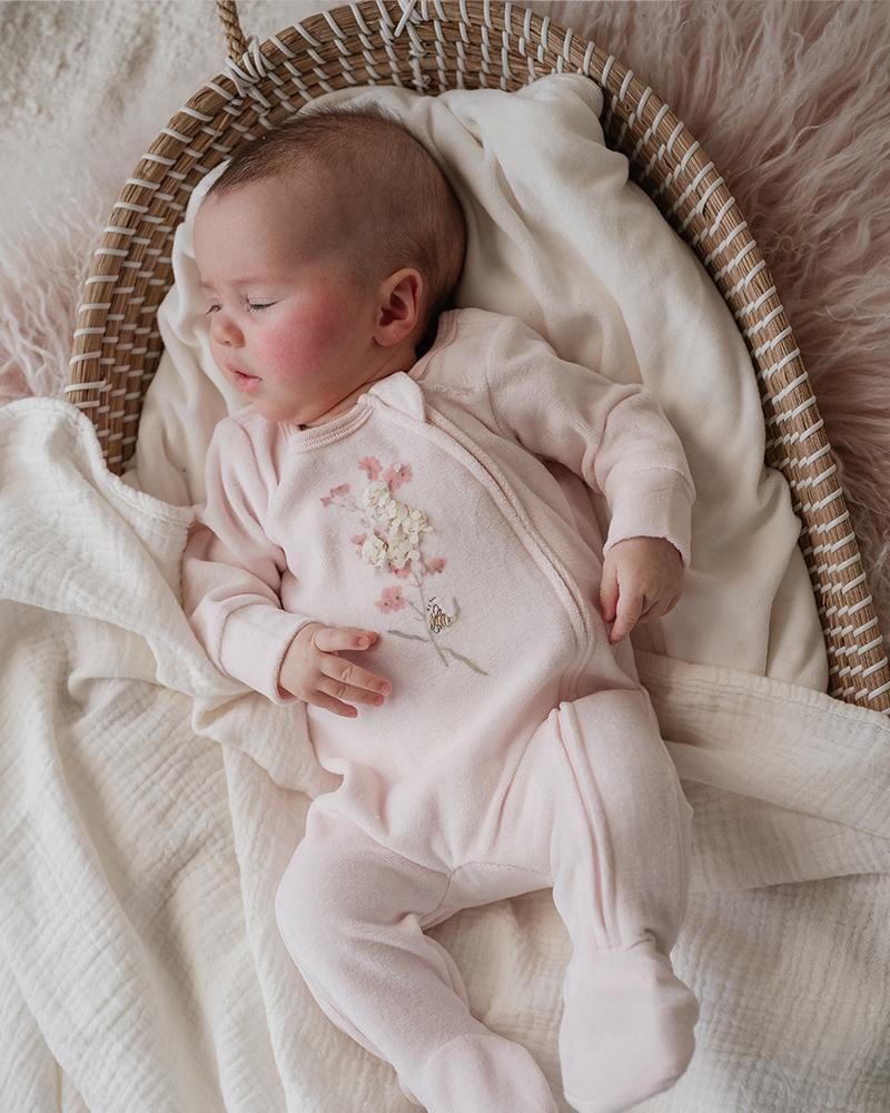 Nancy Velour LS Zip Onesie