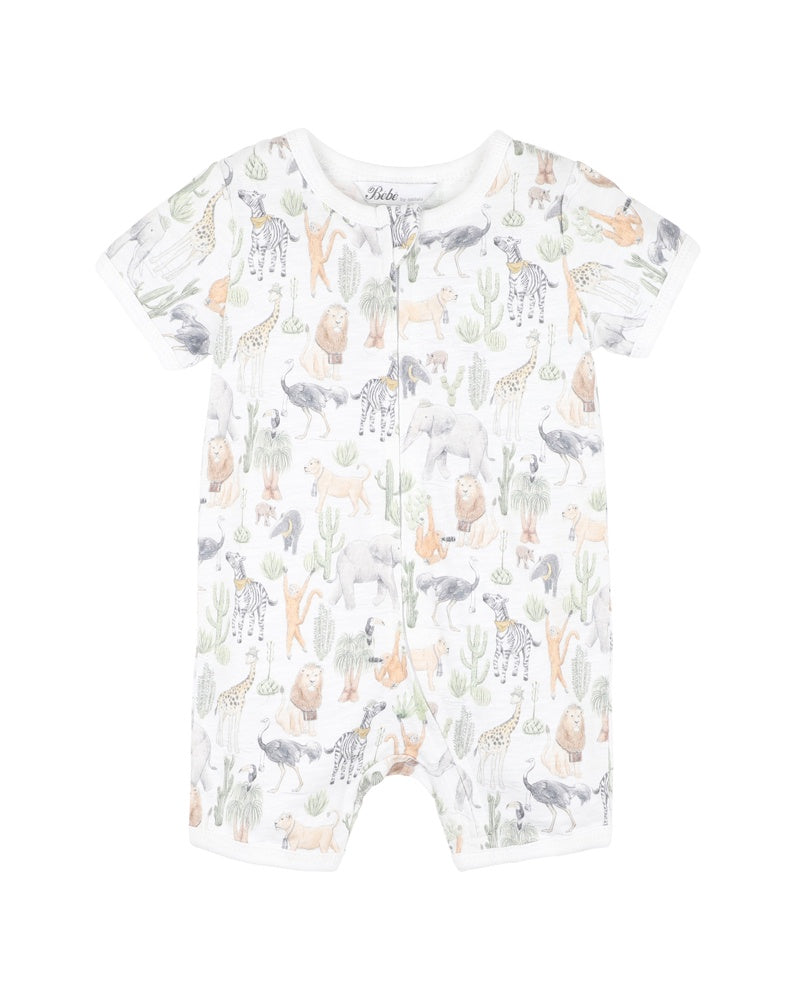 Chester Print SS Zip Romper