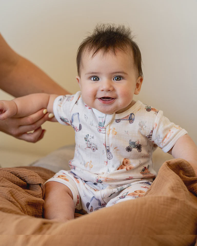 Clayton Print SS Zip Romper