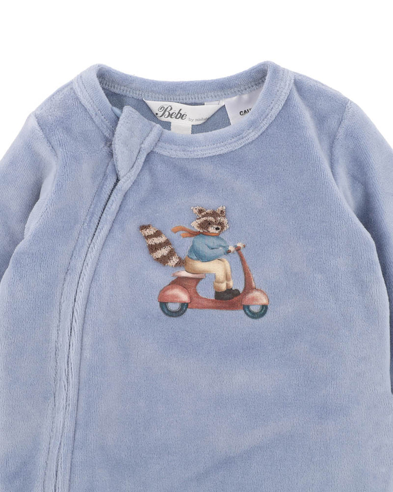 Alvin Velour Zip Onesie