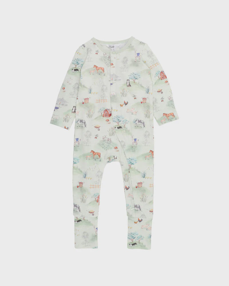 Hunter Organic LS Zipsuit Farmyard Print