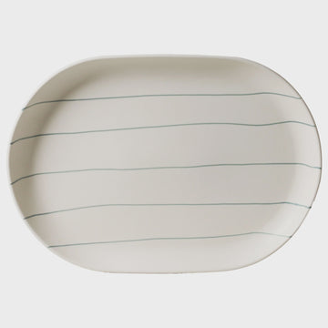 Coastal Junction Oval Tray - Cream with Green Stripe