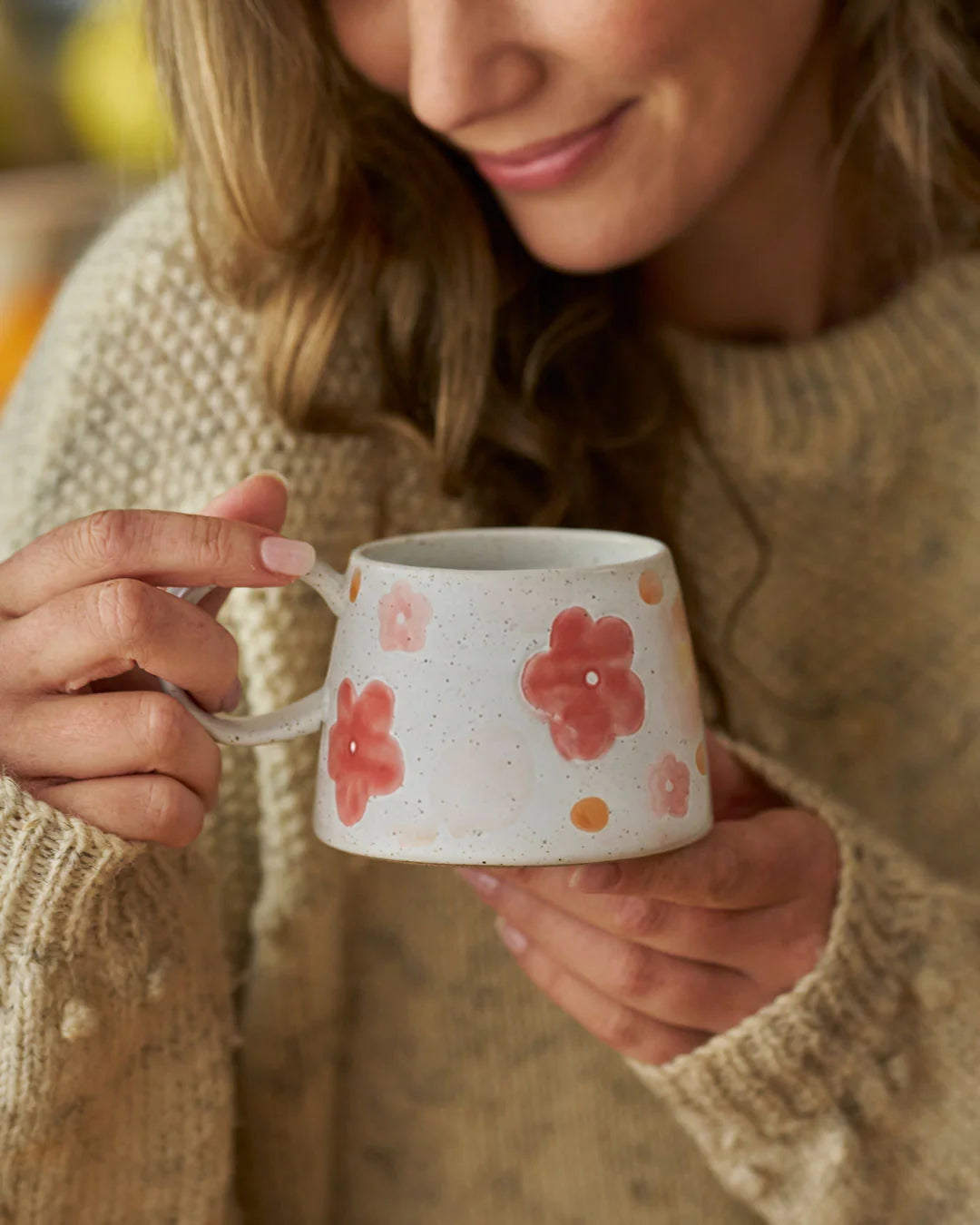 Barbara Large Handled Mug / Flower Garden