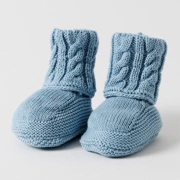 Cable Knit Blue Booties - Kohl and Soda