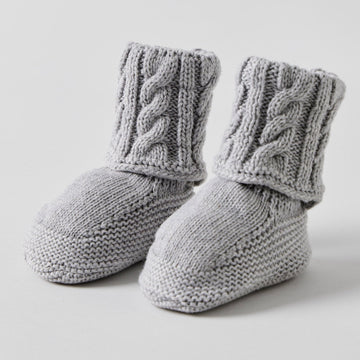 Cable Knit Grey Booties - Kohl and Soda