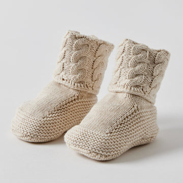 Cable Knit Natural Booties - Kohl and Soda