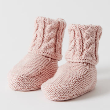Cable Knit Pink Booties - Kohl and Soda