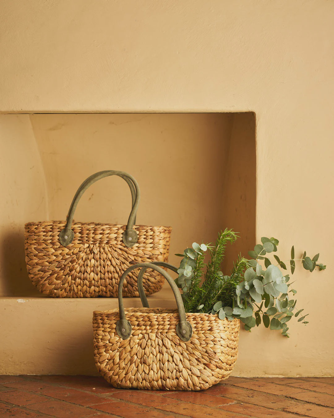 Market Basket Forest Green Suede Handles Small