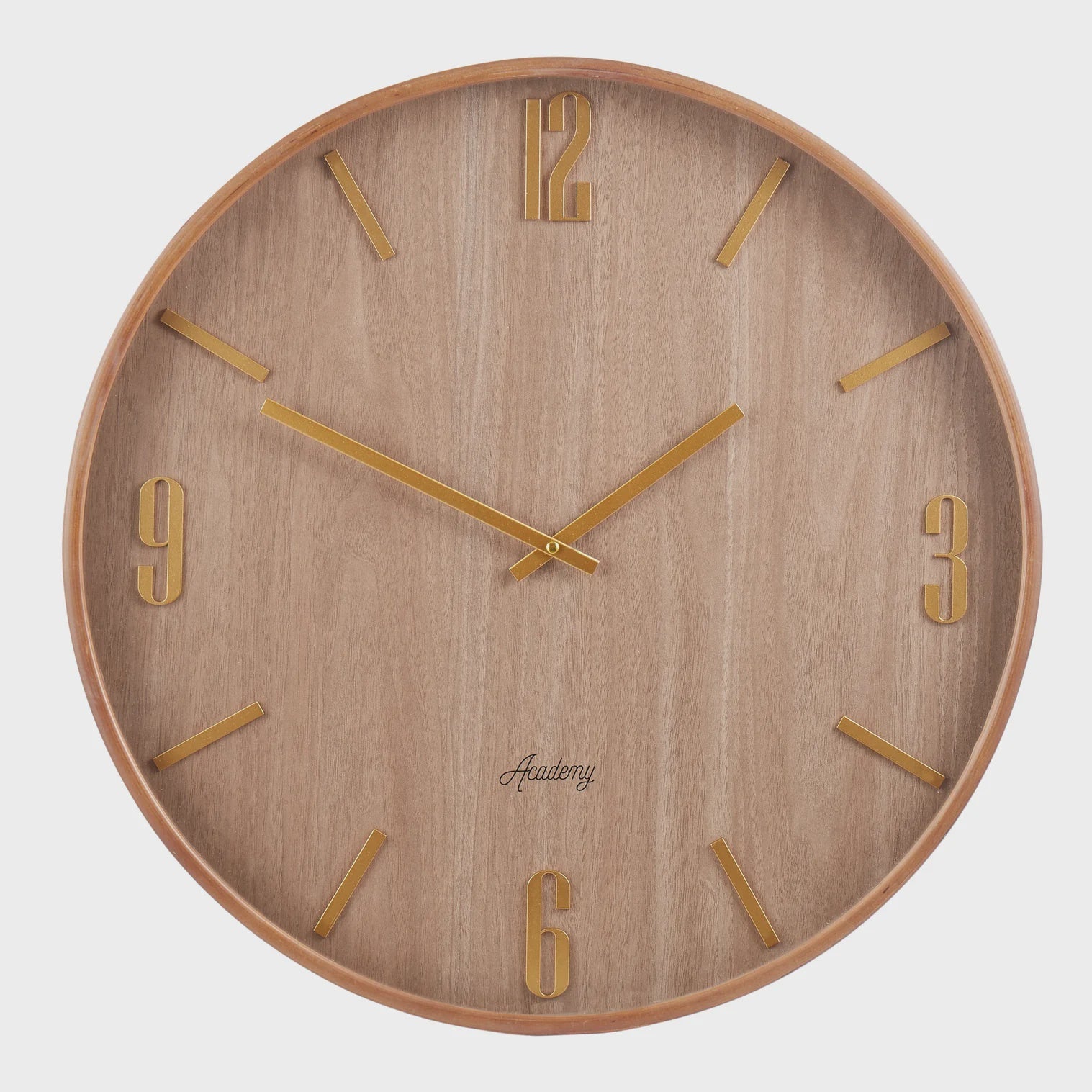 Academy Wood Wall Clock Dark Natural