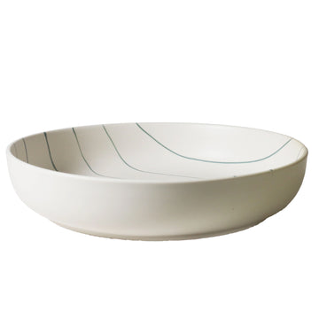 Coastal Junction  28cm Salad Bowl - Cream with Green Stripe