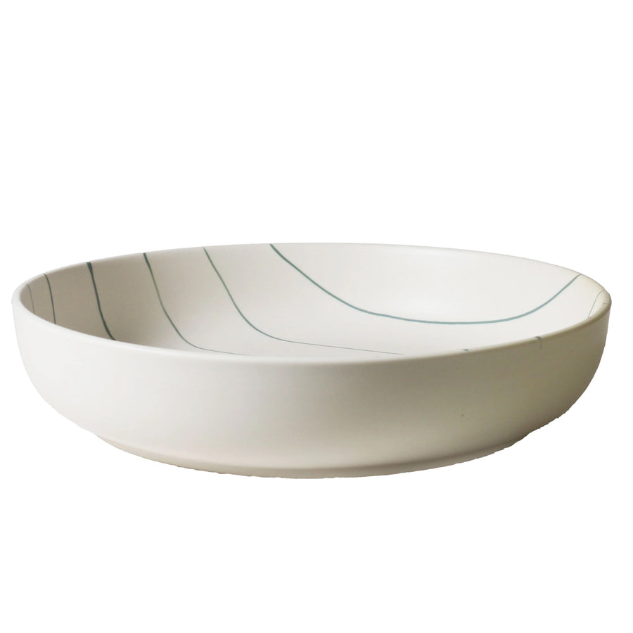 Coastal Junction  28cm Salad Bowl - Cream with Green Stripe