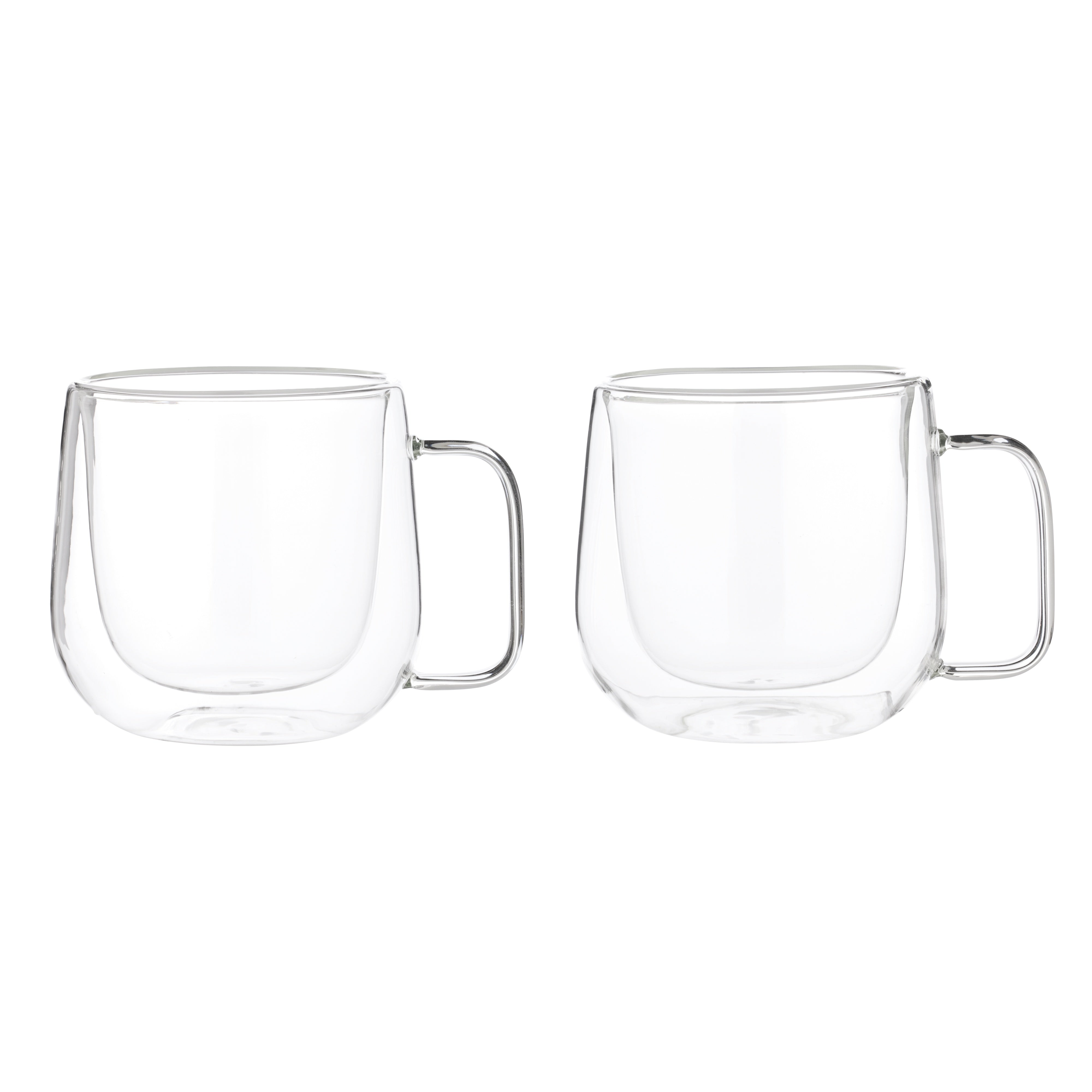 Leaf & Bean Set of 2 Double Wall Glasses with Handle