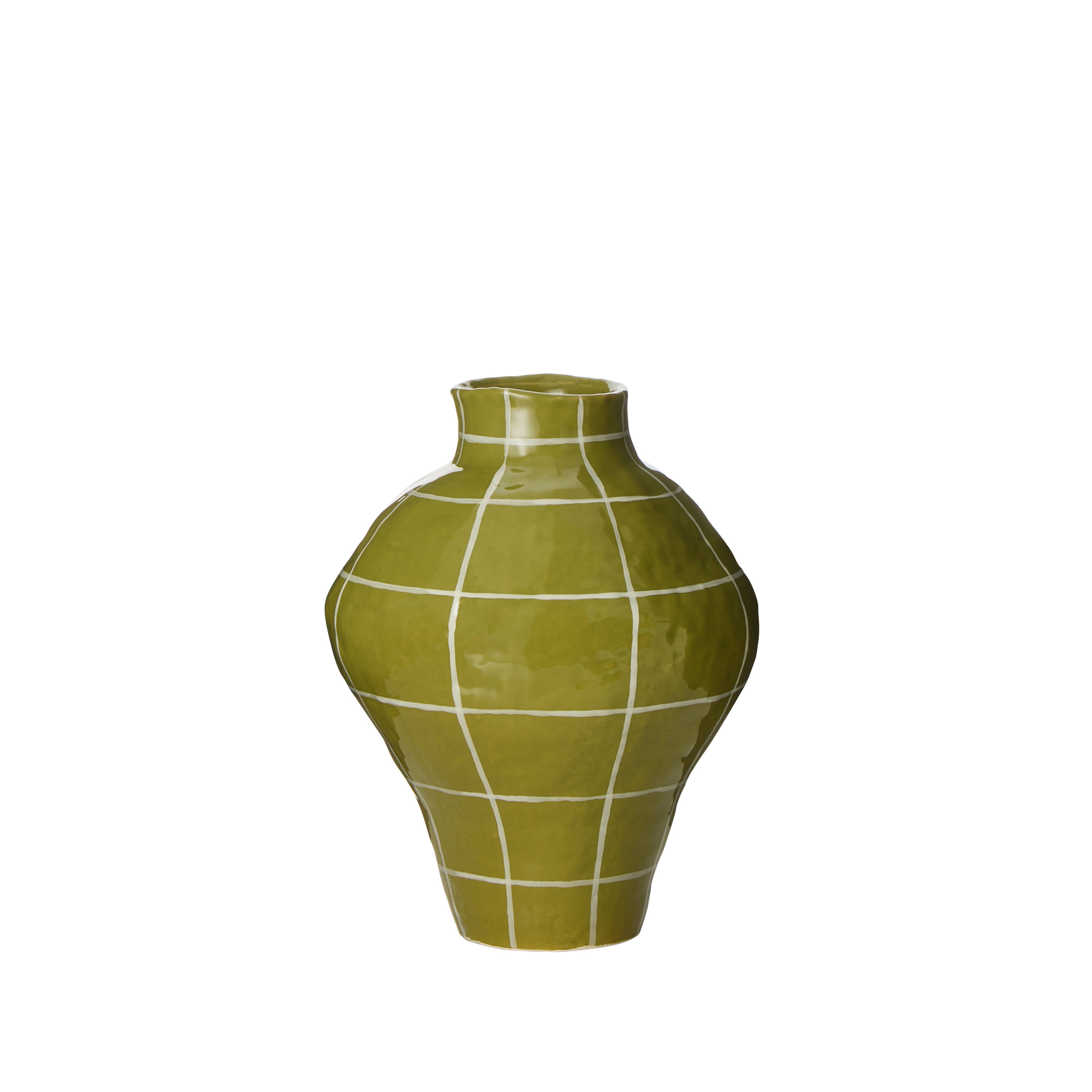 Eden Check Vase Green