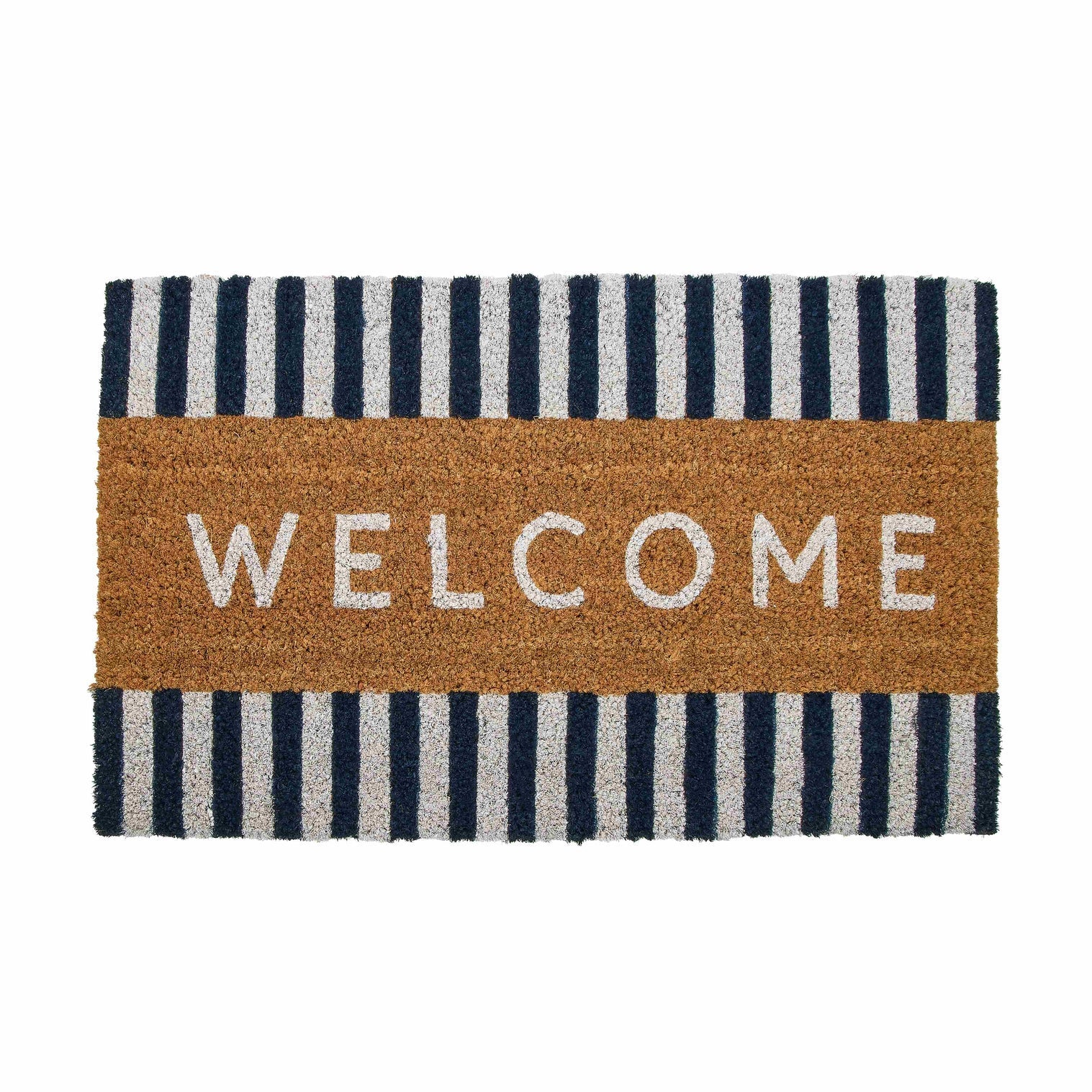 Coir Doormat Welcome Navy