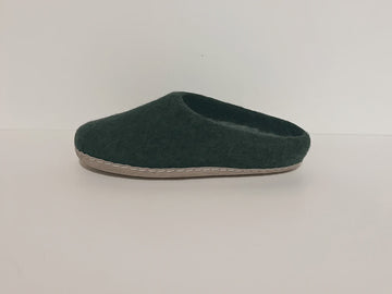 Mens Pine Green Wool Slippers