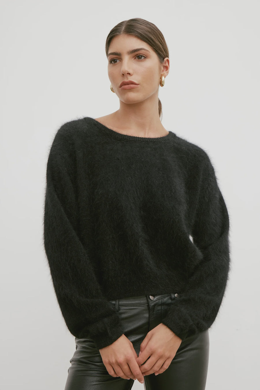 Stella Cashmere Boat Neck Knit in Black