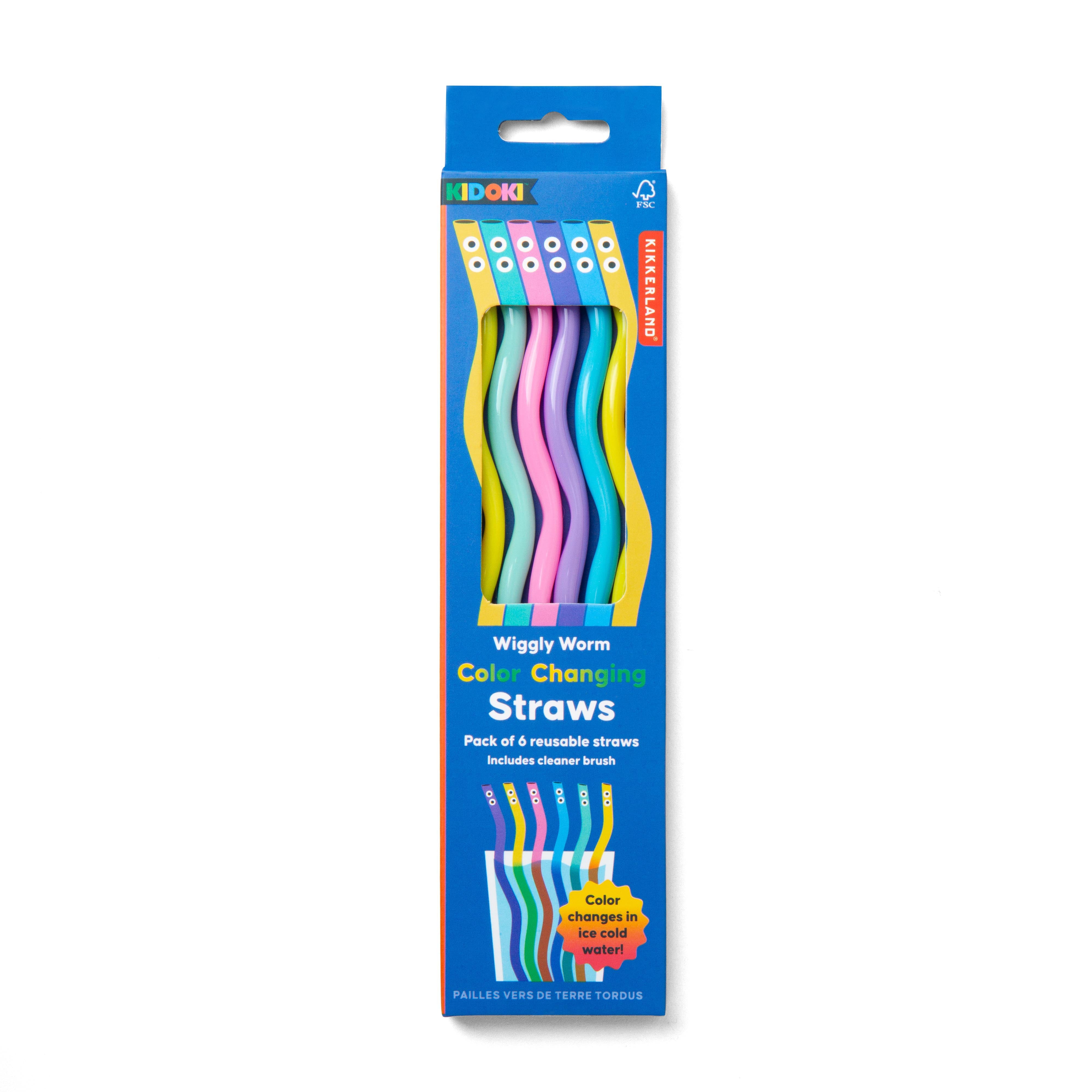 Wiggly Worm Colour Changing Straws pack of 6