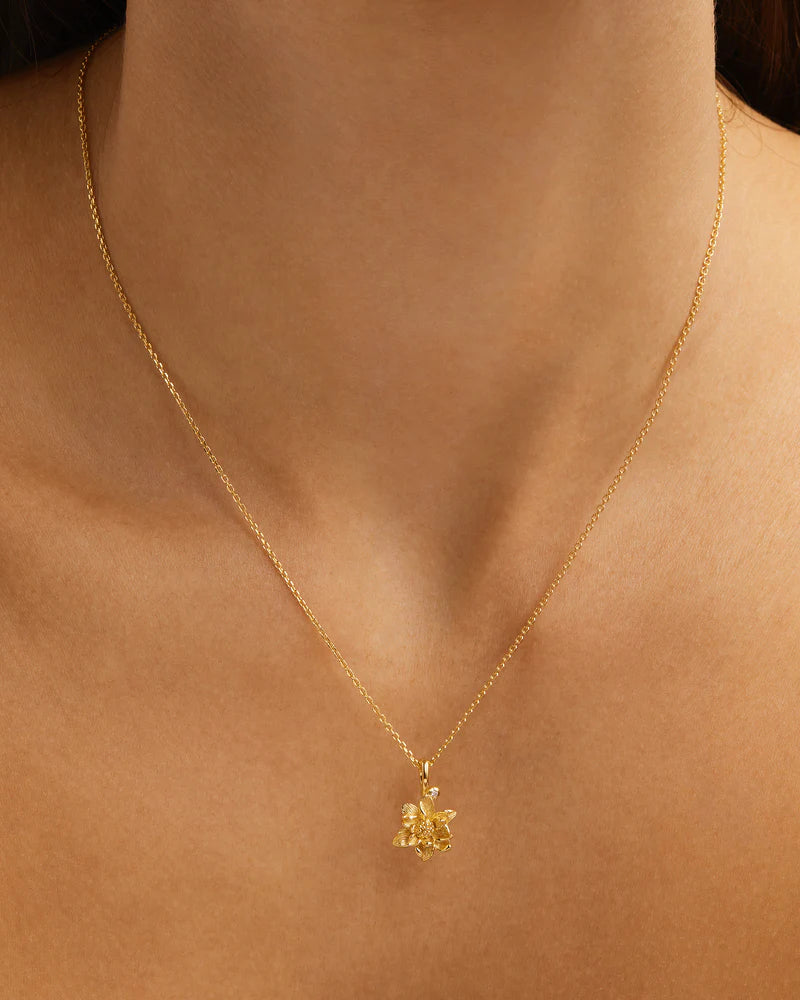Water Lily July Birth Flower Necklace