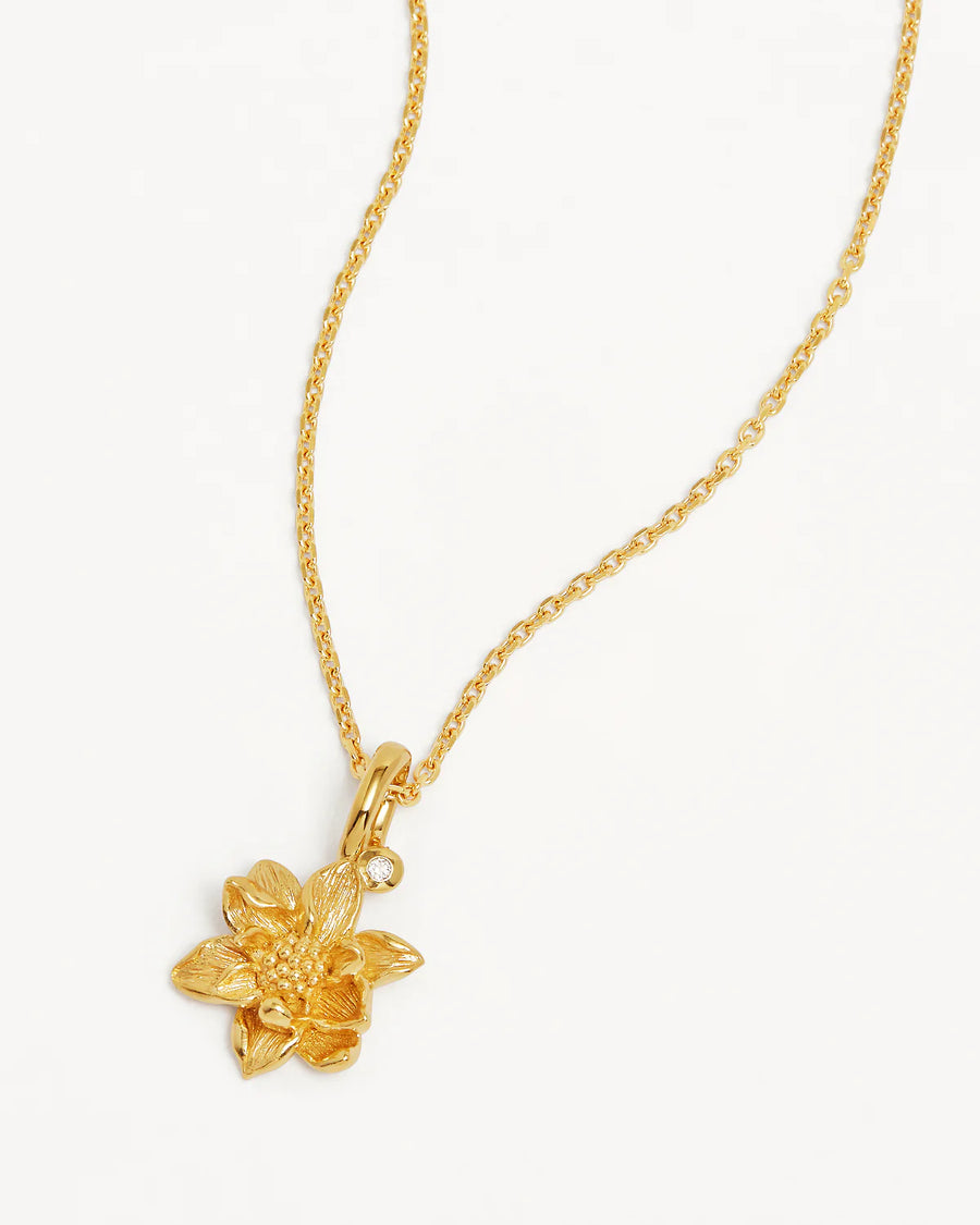 Water Lily July Birth Flower Necklace