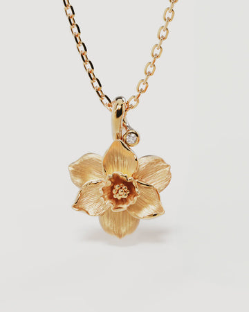 Water Lily July Birth Flower Necklace