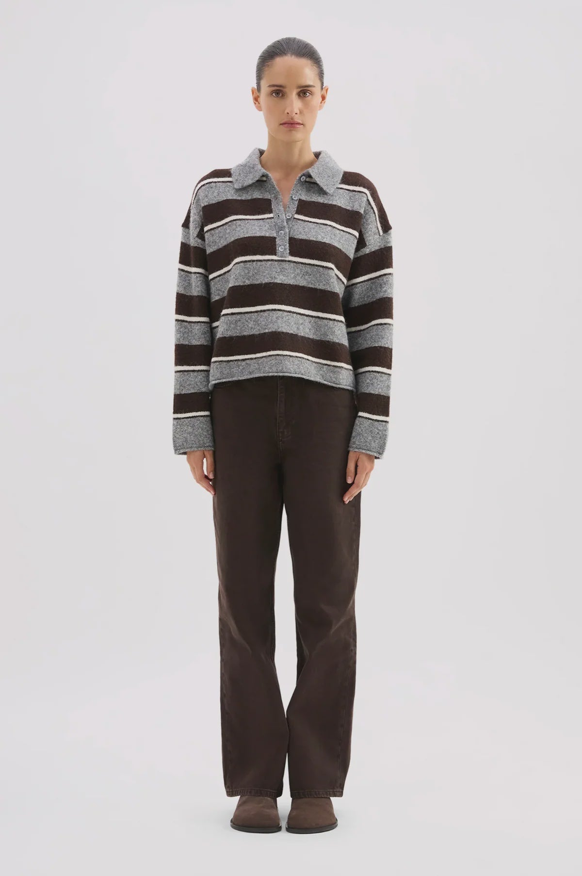 Maia Rugby Knit Charcoal Stripe