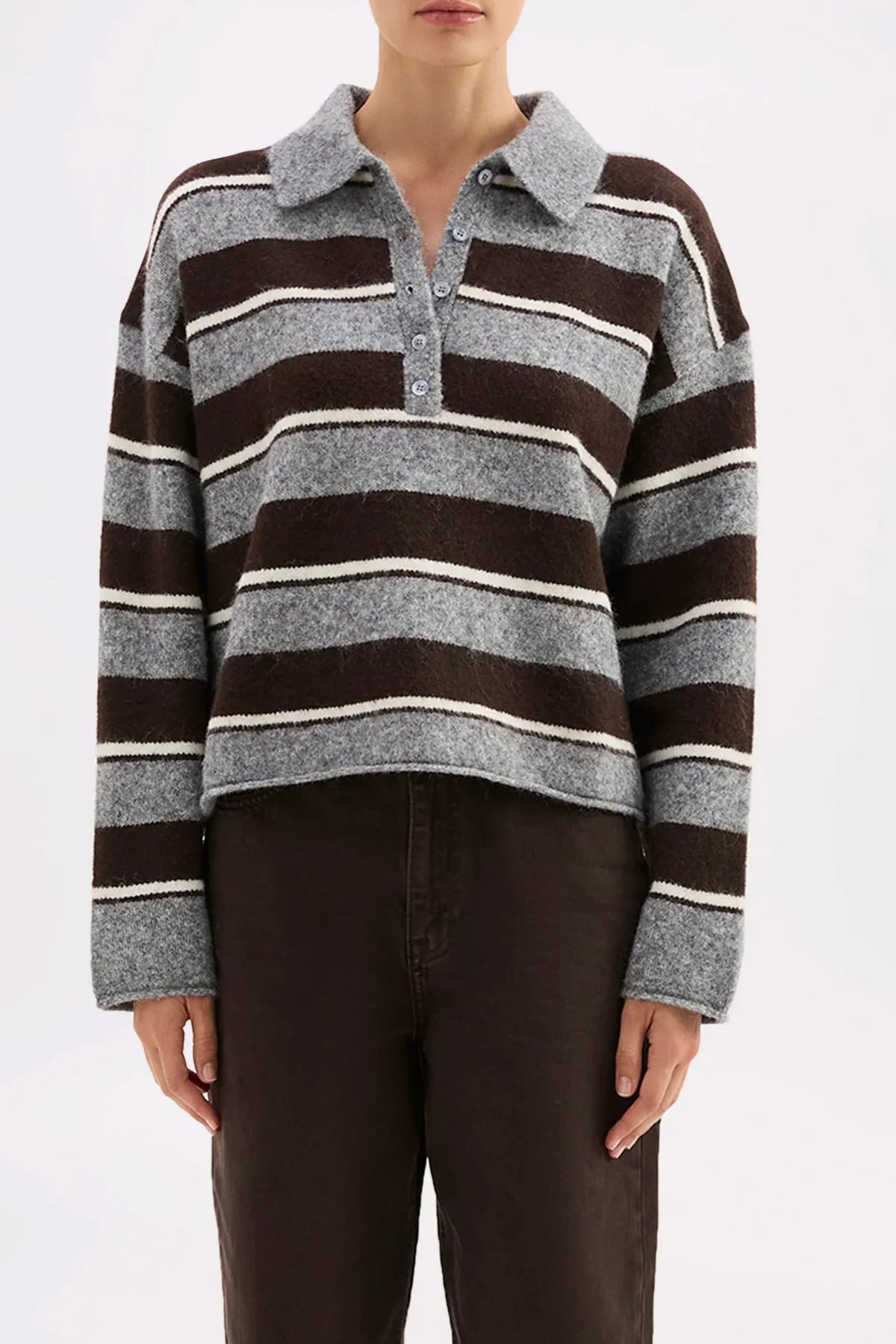 Maia Rugby Knit Charcoal Stripe