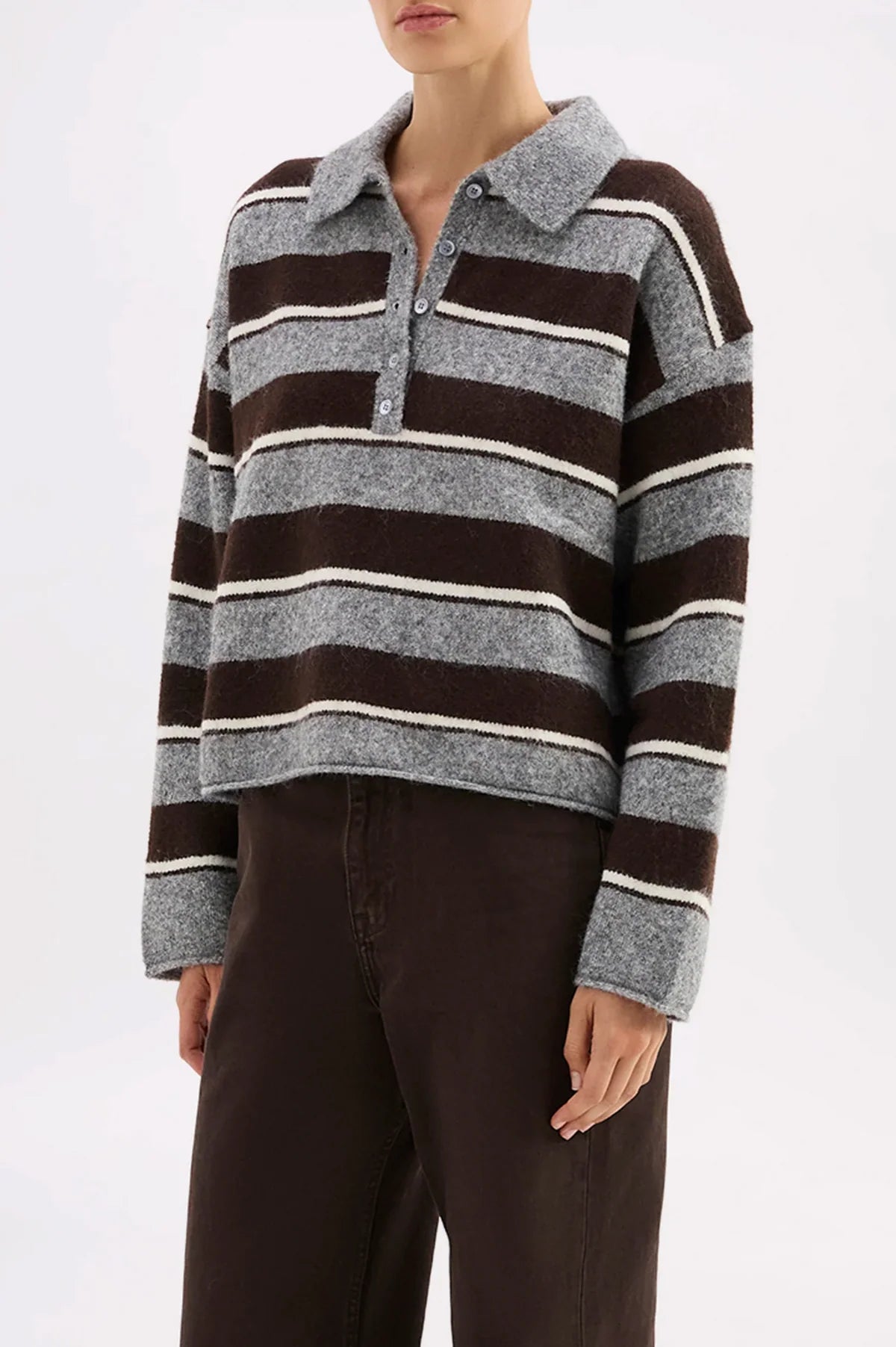 Maia Rugby Knit Charcoal Stripe