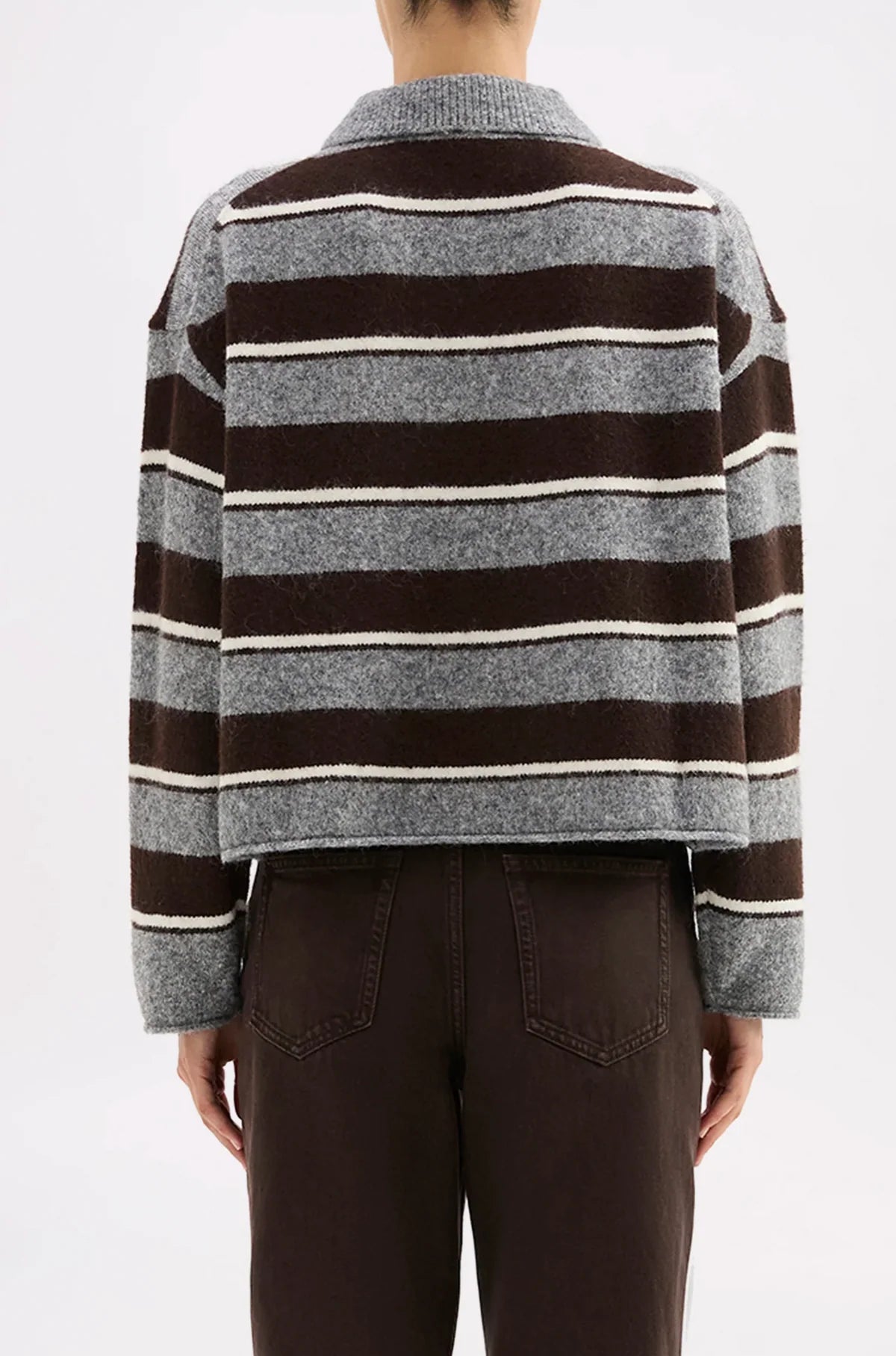 Maia Rugby Knit Charcoal Stripe