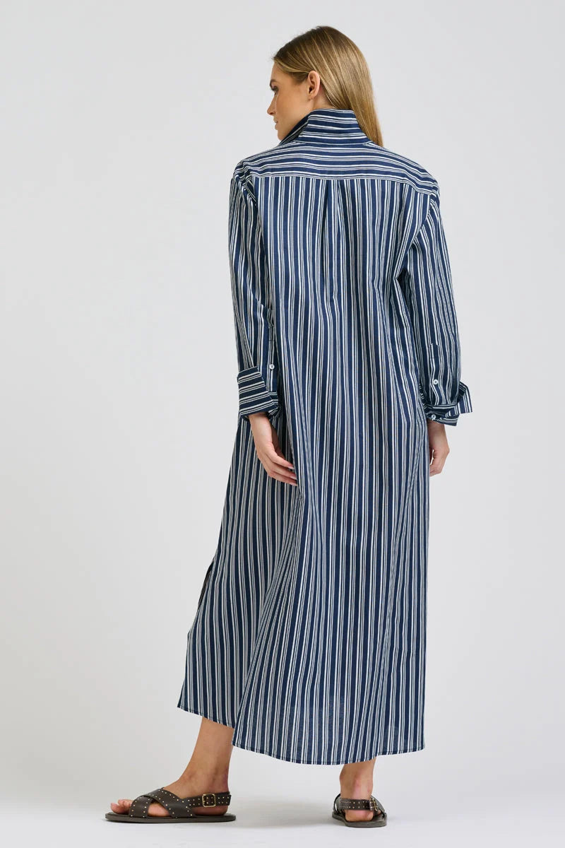 Amelie Longline Shirtdress - Bold Navy Stripe