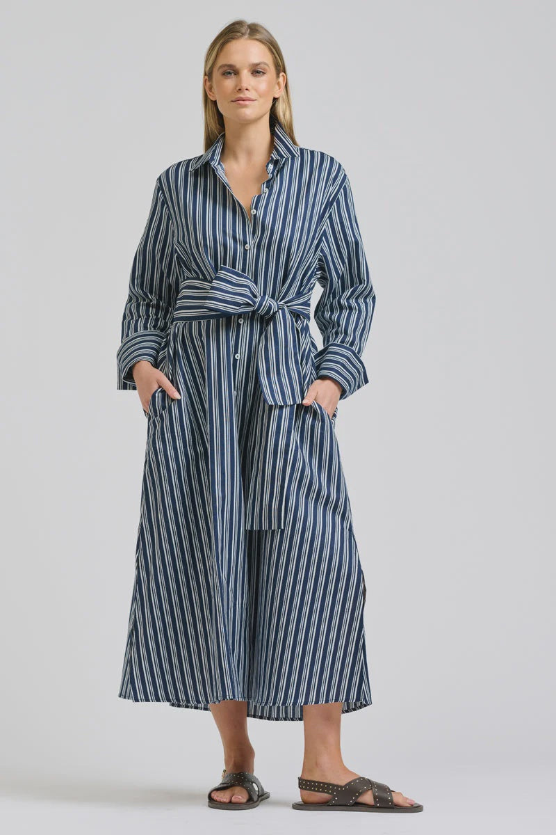 Amelie Longline Shirtdress - Bold Navy Stripe