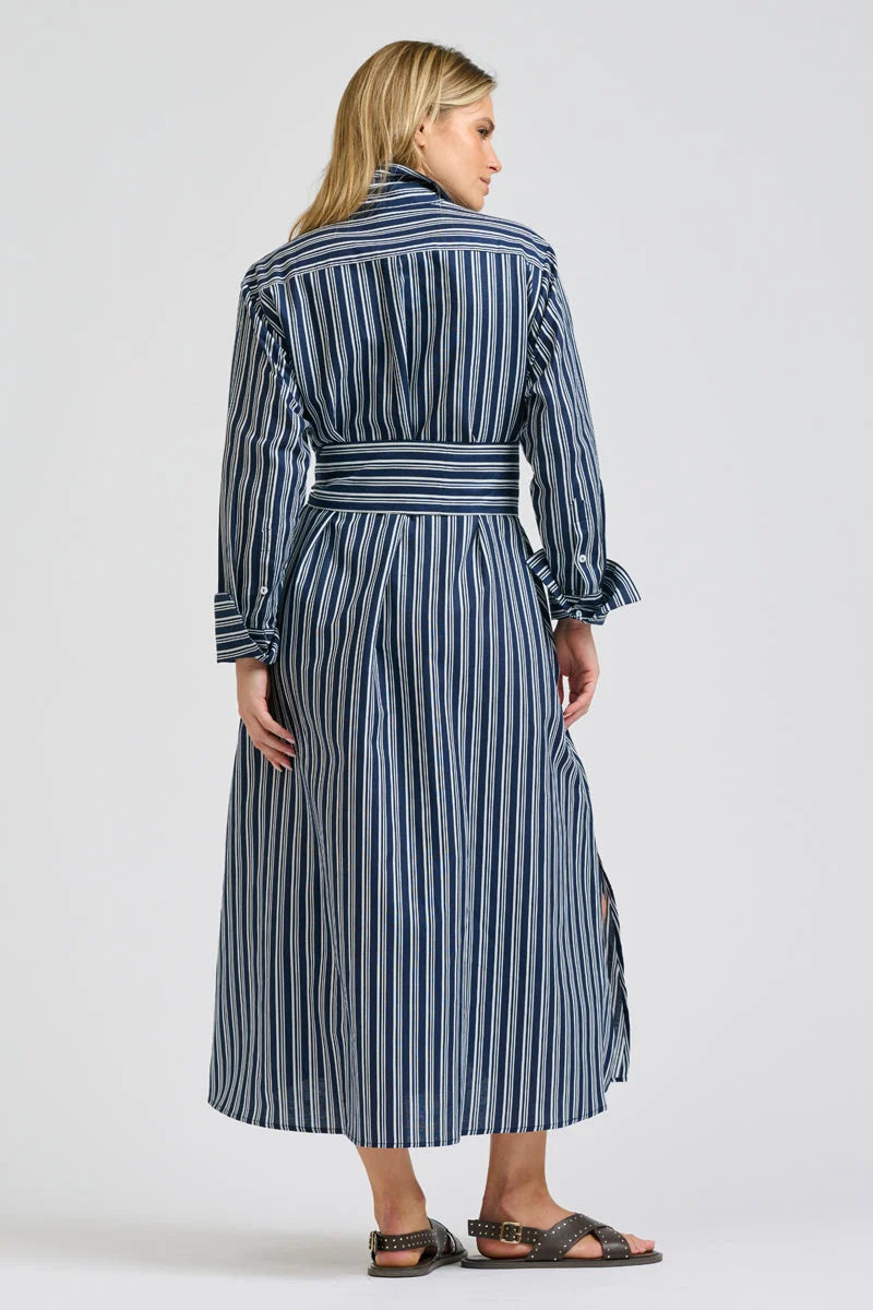 Amelie Longline Shirtdress - Bold Navy Stripe