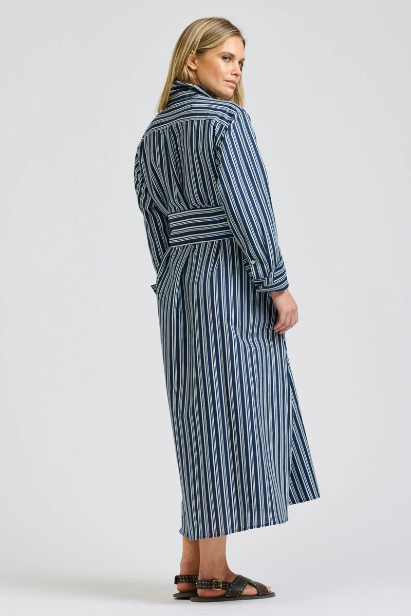 Amelie Longline Shirtdress - Bold Navy Stripe