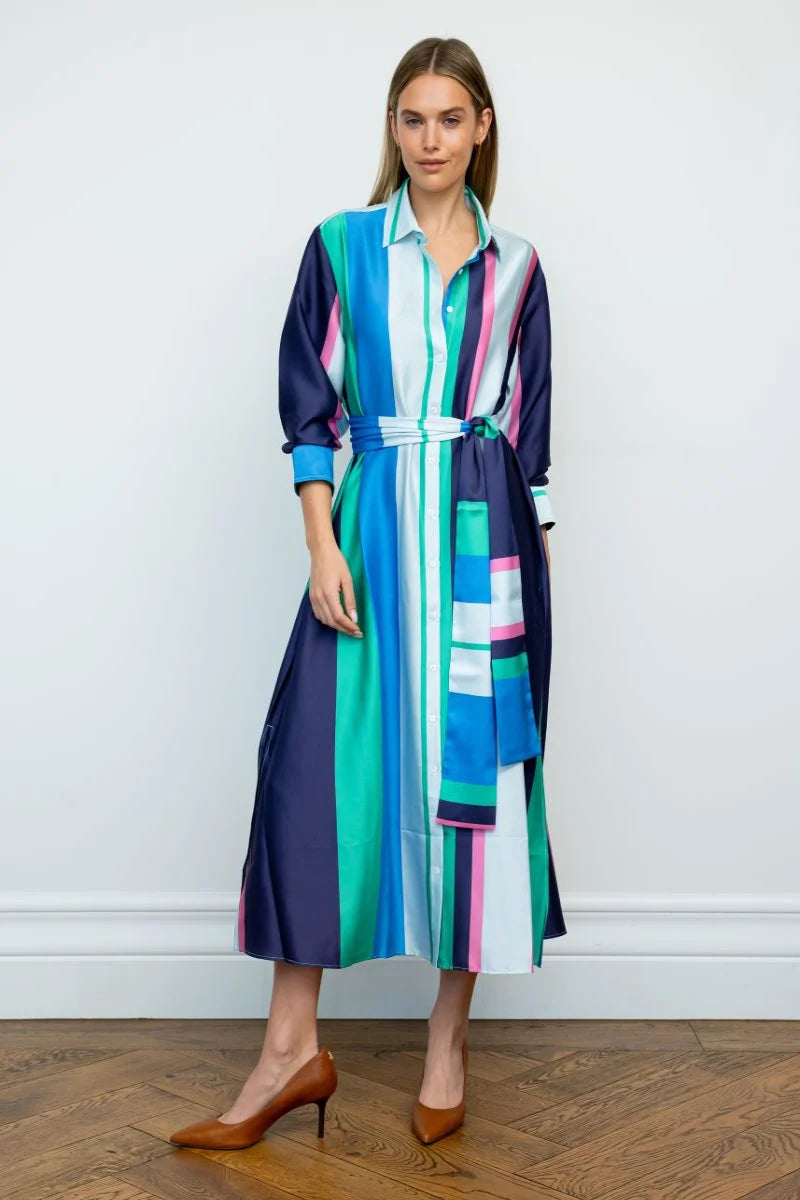 Luna Longline Shirtdress - Spring Bold Stripe