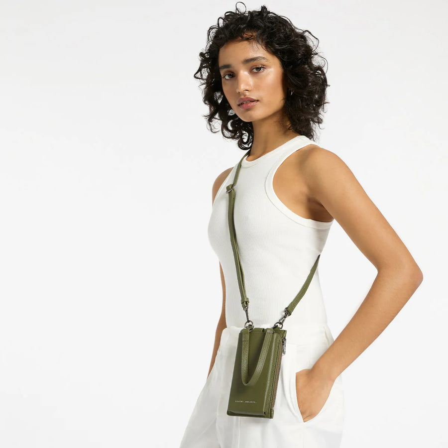 Voyager Leather Crossbody Bag - Khaki
