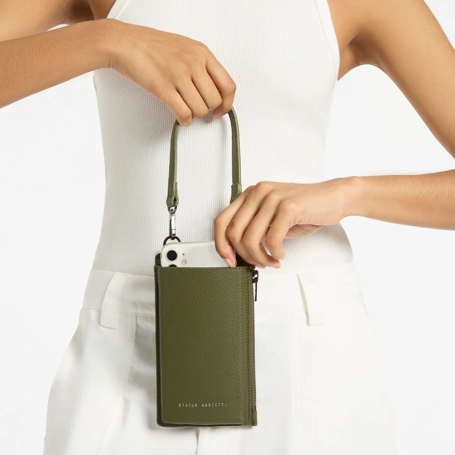 Voyager Leather Crossbody Bag - Khaki