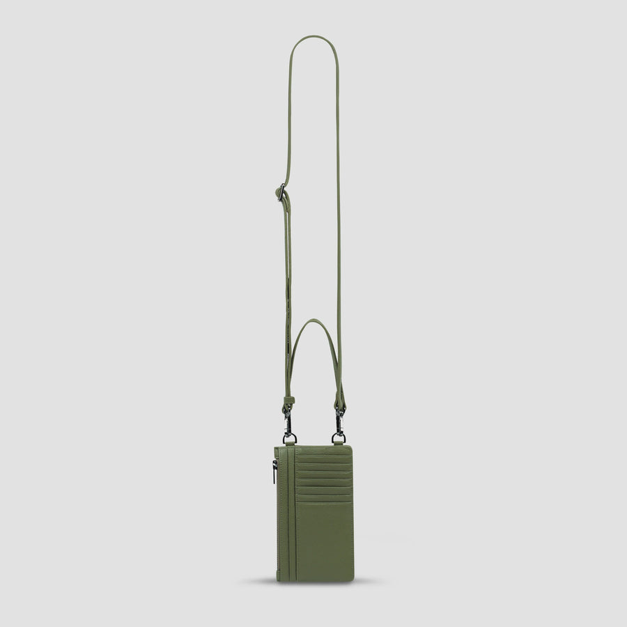 Voyager Leather Crossbody Bag - Khaki