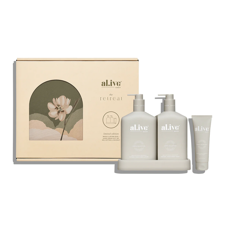 The Retreat Wash & Lotion Duo + Hand Cream Gift Set - Sea Cotton & Coconut
