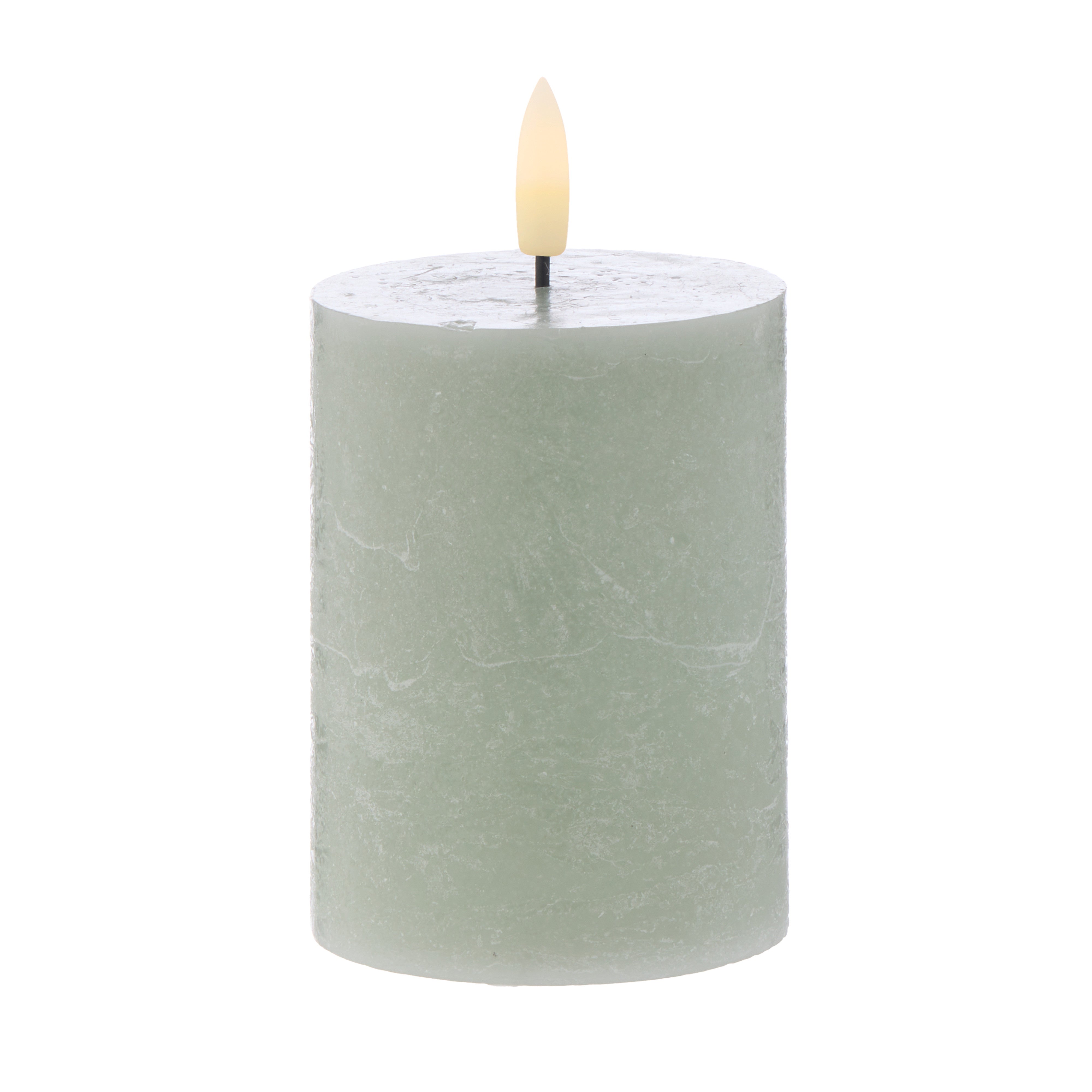 Hughe LED Flickering Candle Rustic Green 10cm