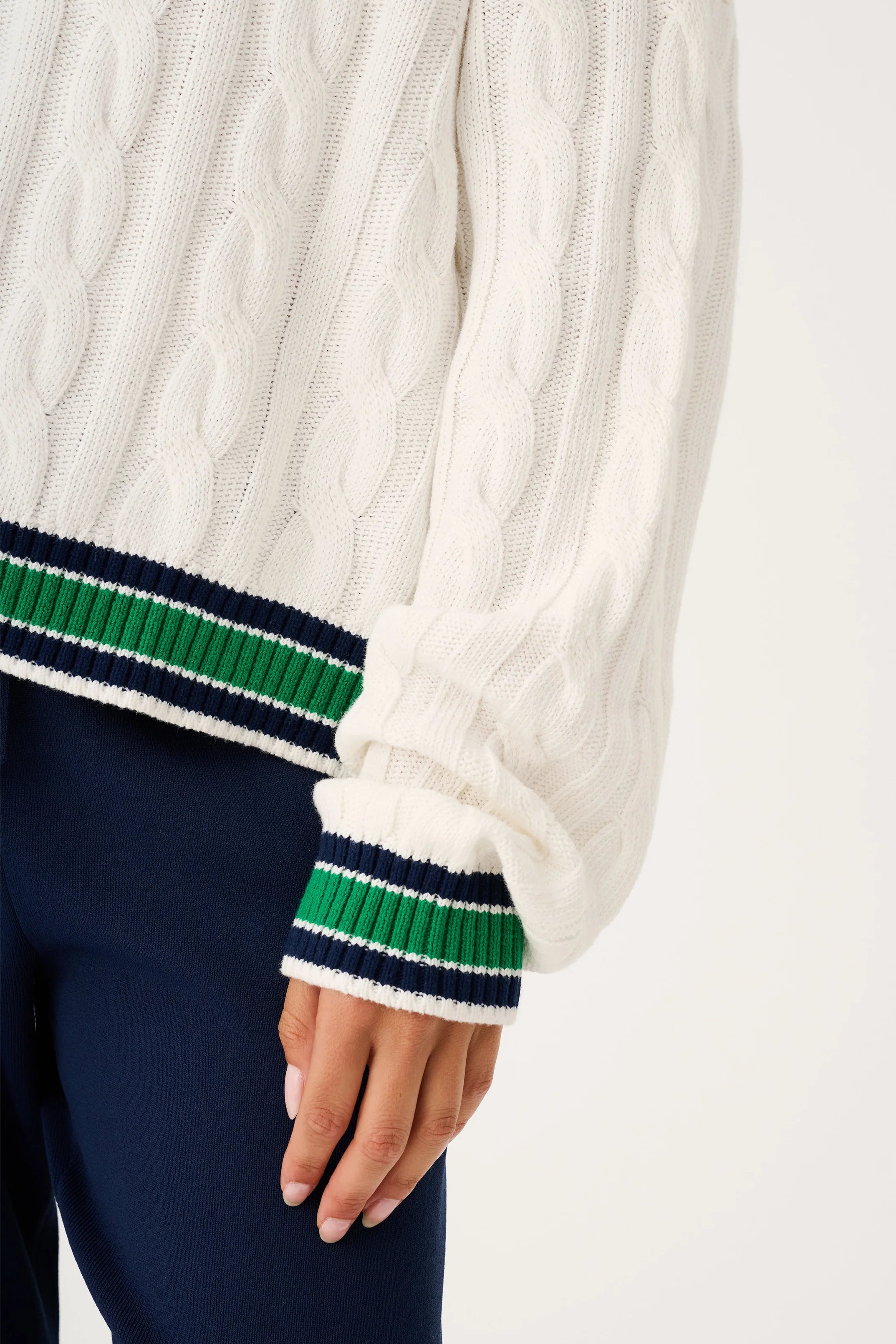 Asher Heritage Knit Sweater Cream/Tide