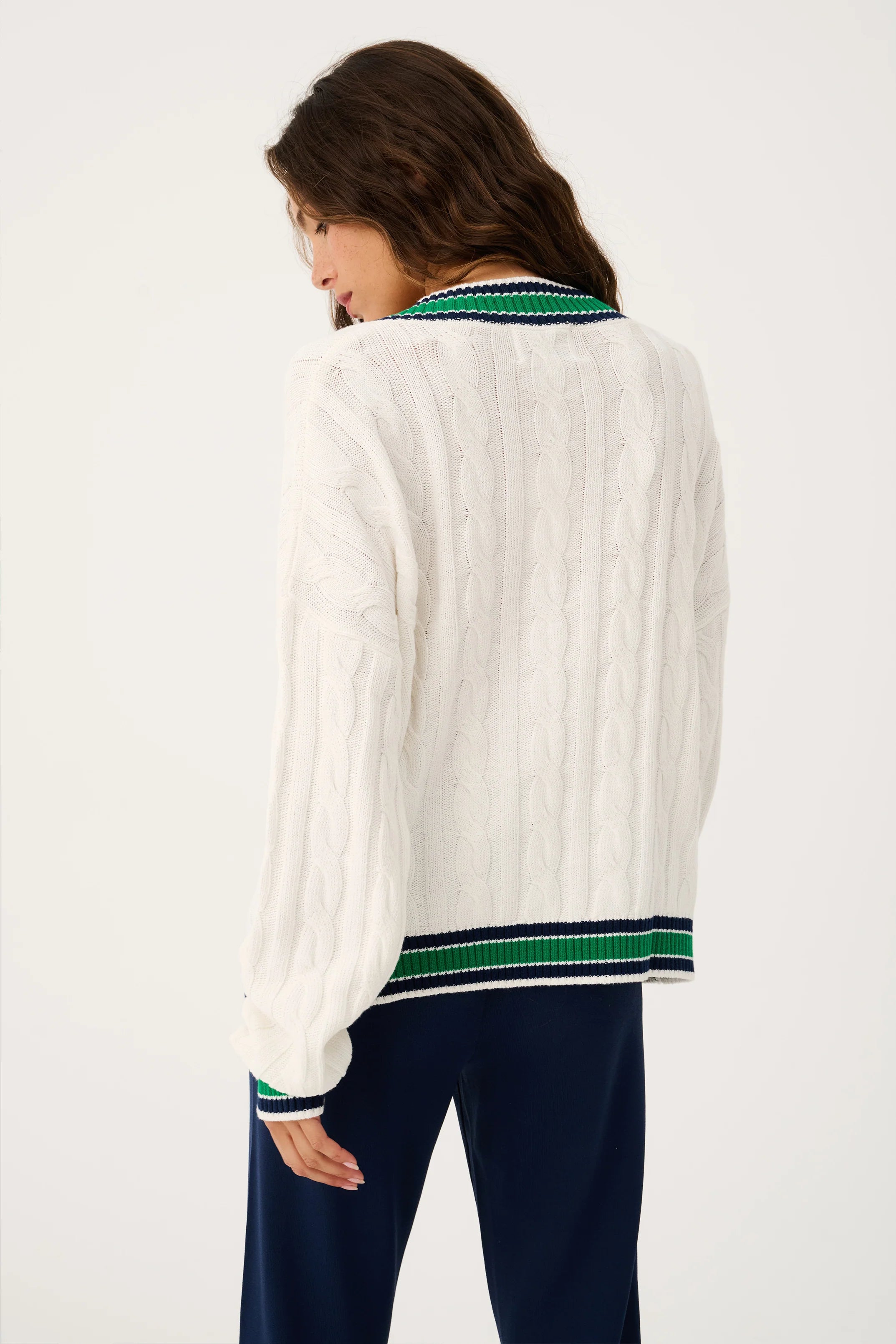 Asher Heritage Knit Sweater Cream/Tide