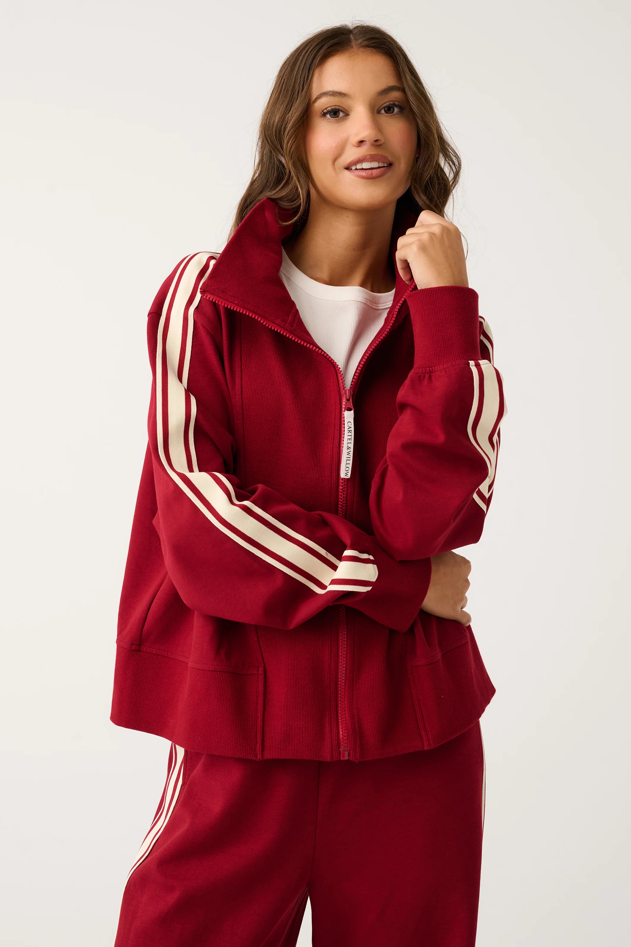 Corey Zip Through Sweater Mulberry