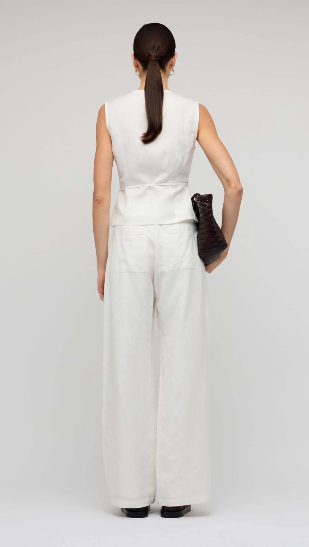 Nyla White Linen Wide Leg Pants